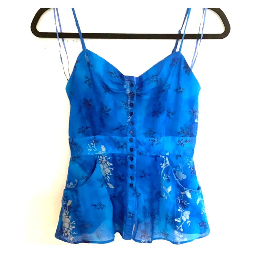 Free People Blue  Button down Sleeveless Top SM